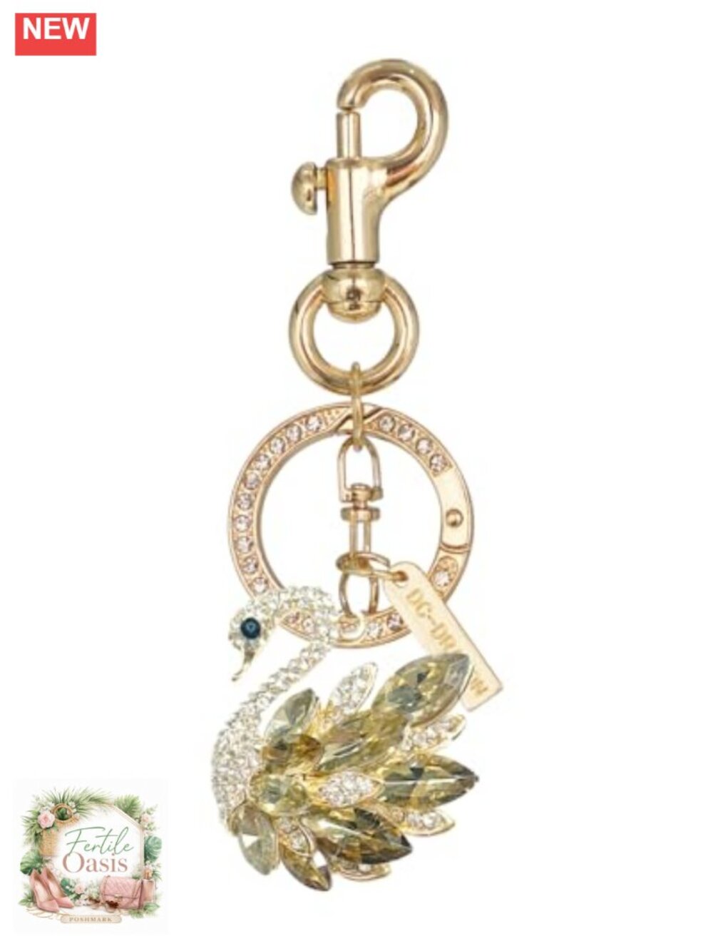 Swan Rhinestone Bag Charm Keychain